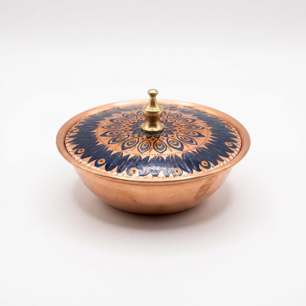 Tekli Bakır Şekerlik Mihrimah Modeli – Büyük 11 CM Çap