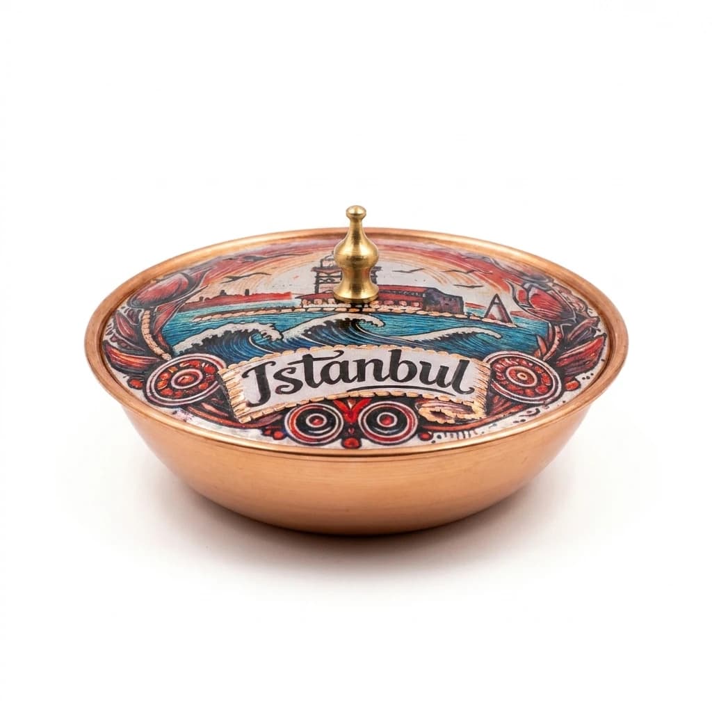 Tekli Bakır Şekerlik Motif Modeli – Büyük 11 CM Çap