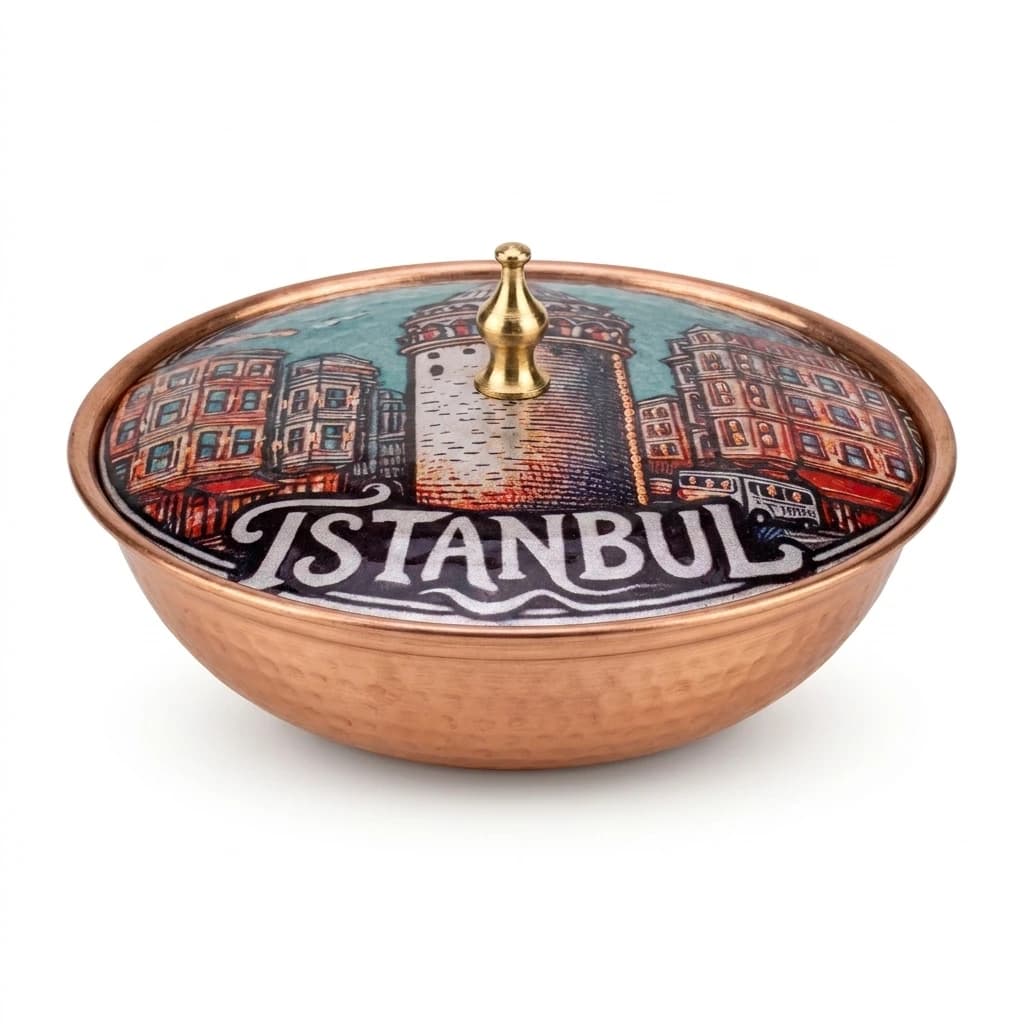 Tekli Bakır Şekerlik Narin Modeli – Büyük 11 CM Çap