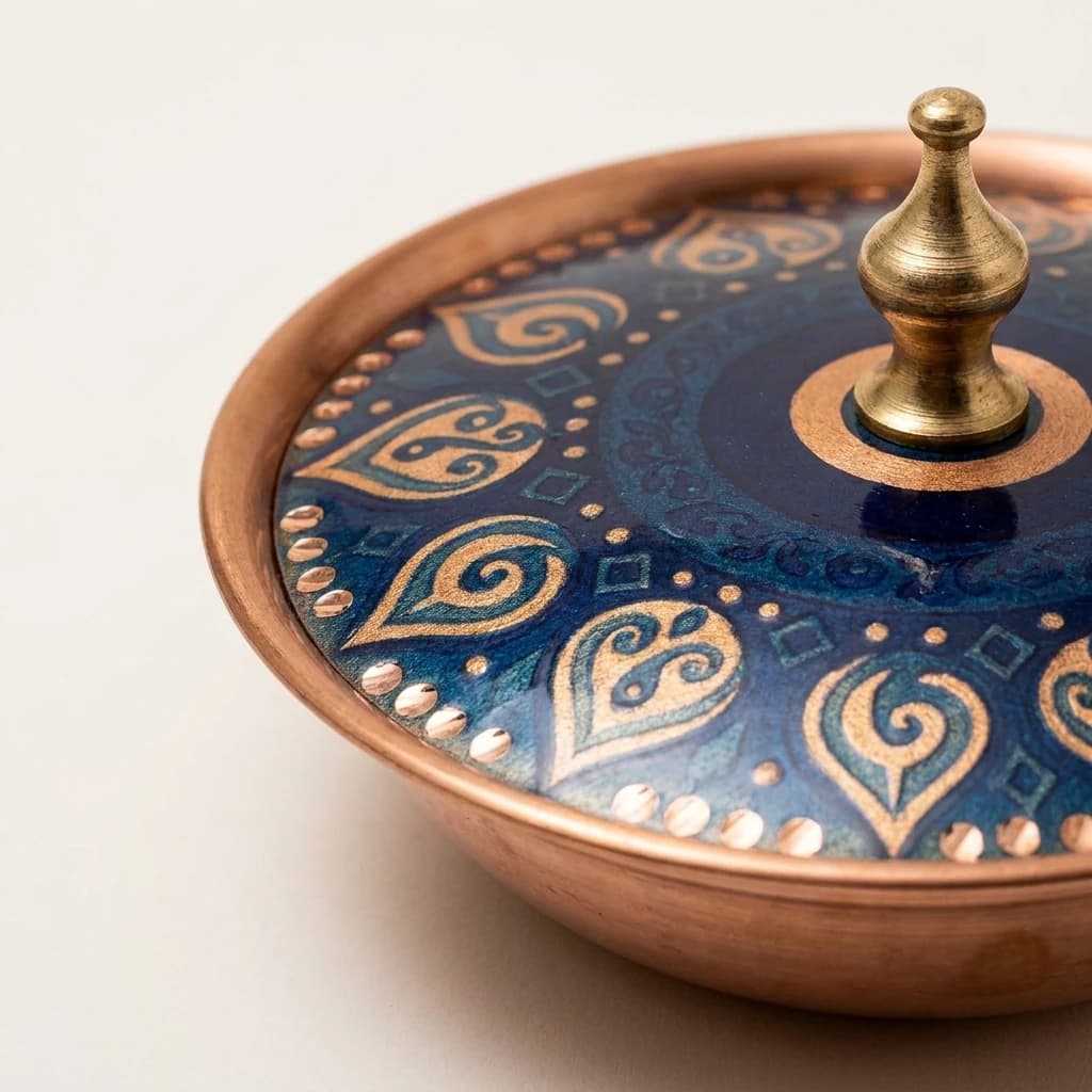 Tekli Bakır Şekerlik Troy Modeli – Büyük 11 CM Çap