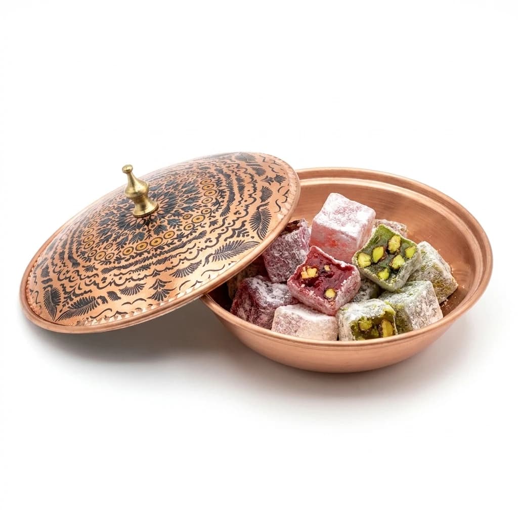 Tekli Bakır Şekerlik Defne Modeli – Küçük 7 CM Çap - 3