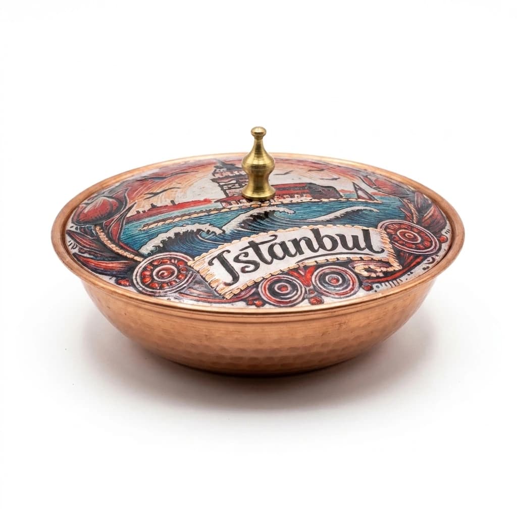Tekli Bakır Şekerlik Motif Modeli – Büyük 11 CM Çap - 4
