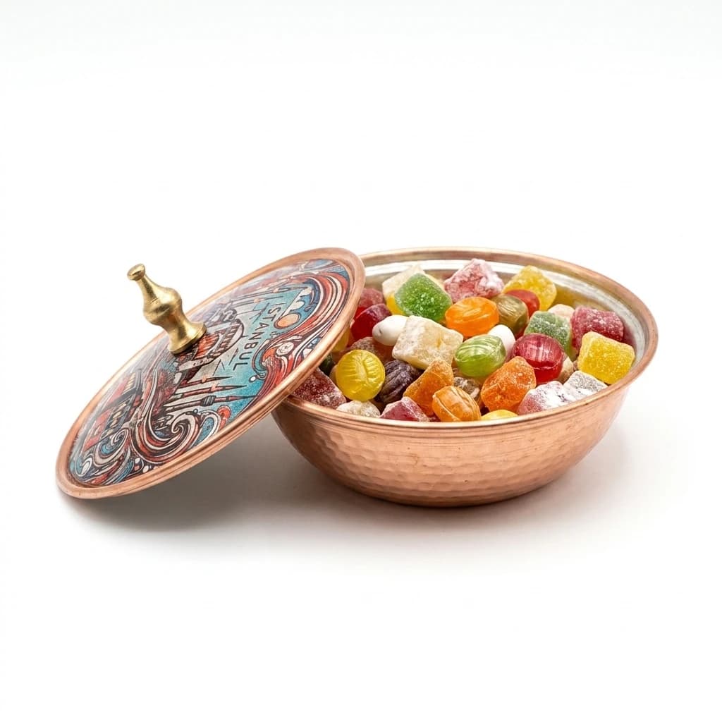 Tekli Bakır Şekerlik Kervansaray Modeli – Küçük 7 CM Çap - 2