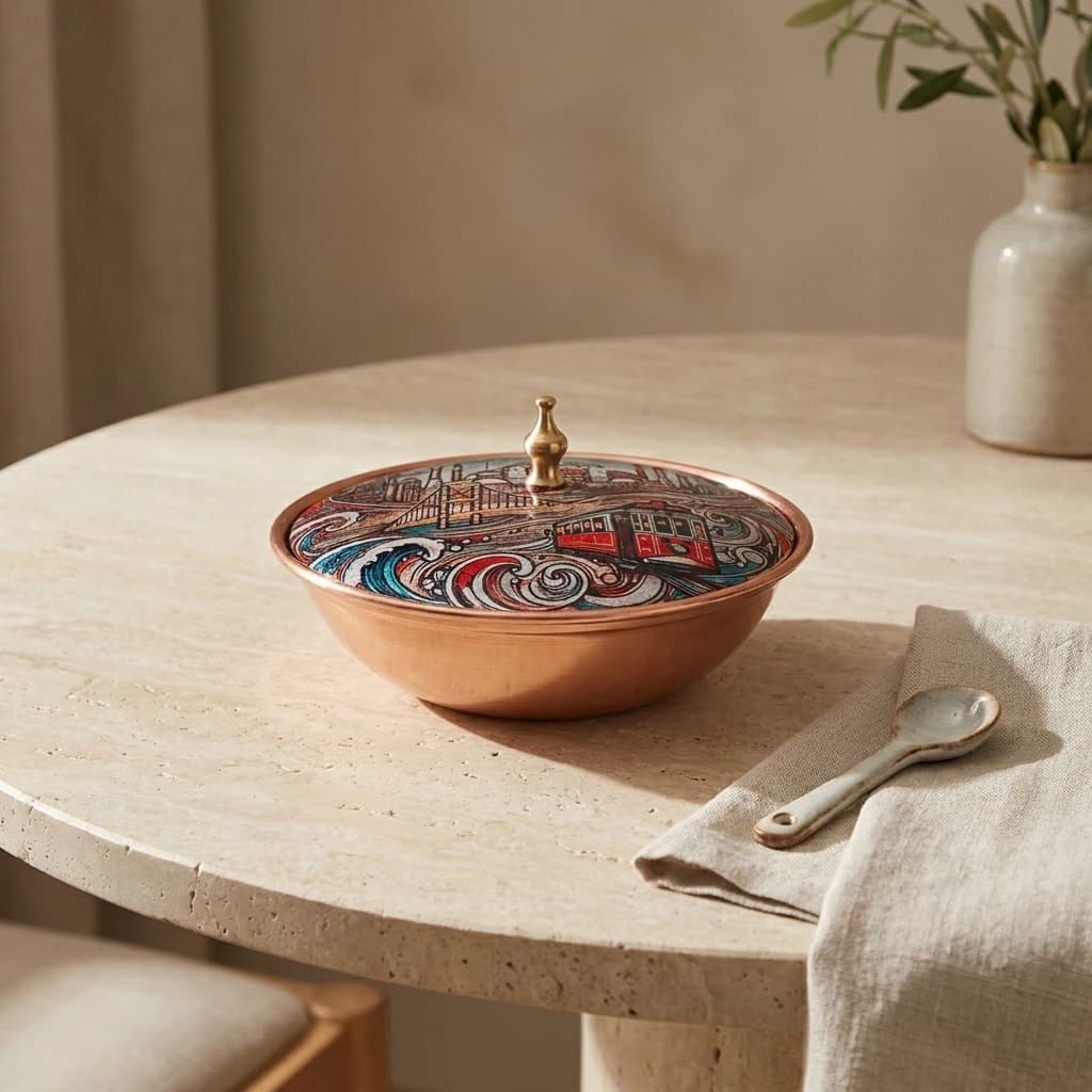 Tekli Bakır Şekerlik Selene Modeli – Küçük 7 CM Çap - 3