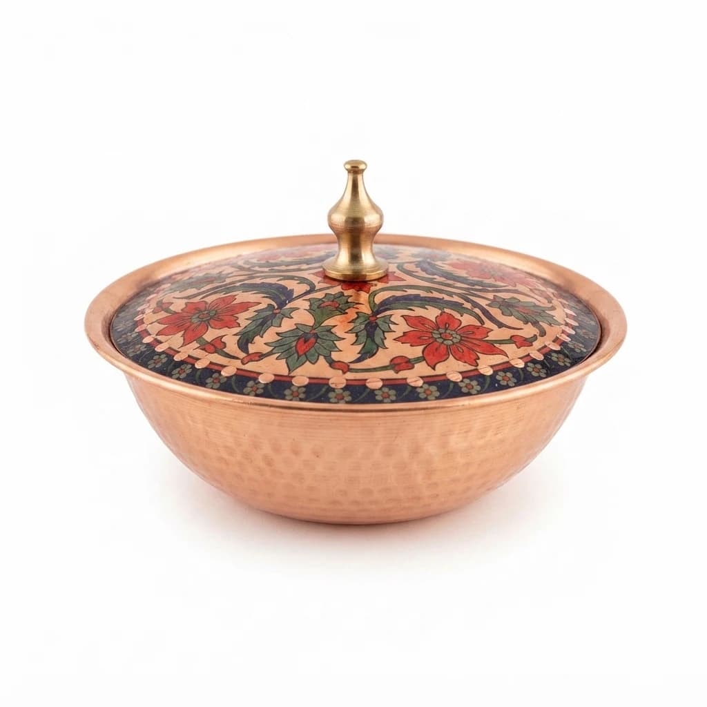 Tekli Bakır Şekerlik Dolmabahçe Modeli – Küçük 7 CM Çap - 3