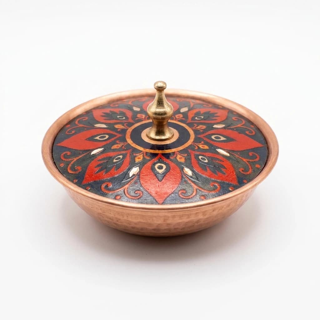 Tekli Bakır Şekerlik Yıldız Modeli – Büyük 11 CM Çap - 4
