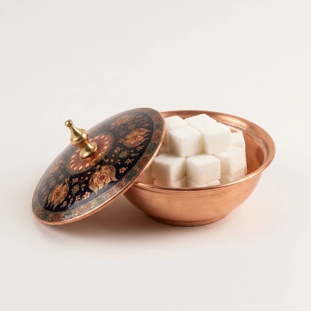 Tekli Bakır Şekerlik Hanedan Modeli – Küçük 7 CM Çap - 4