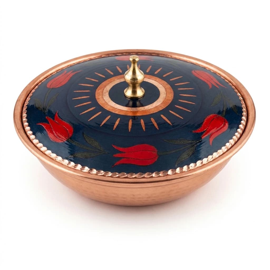 Tekli Bakır Şekerlik Lal Modeli – Küçük 7 CM Çap - 4