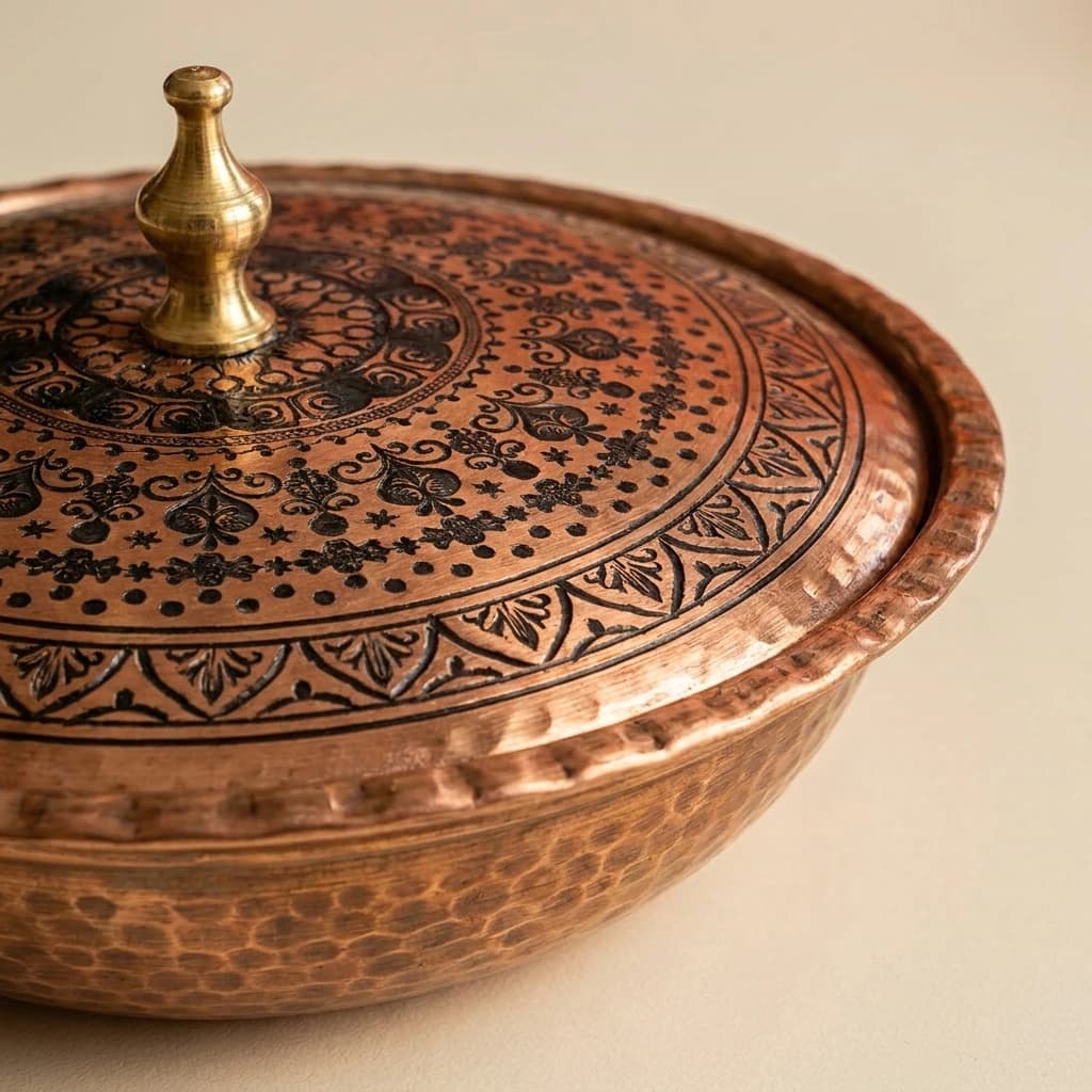Tekli Bakır Şekerlik Topkapı Modeli – Küçük 7 CM Çap - 4