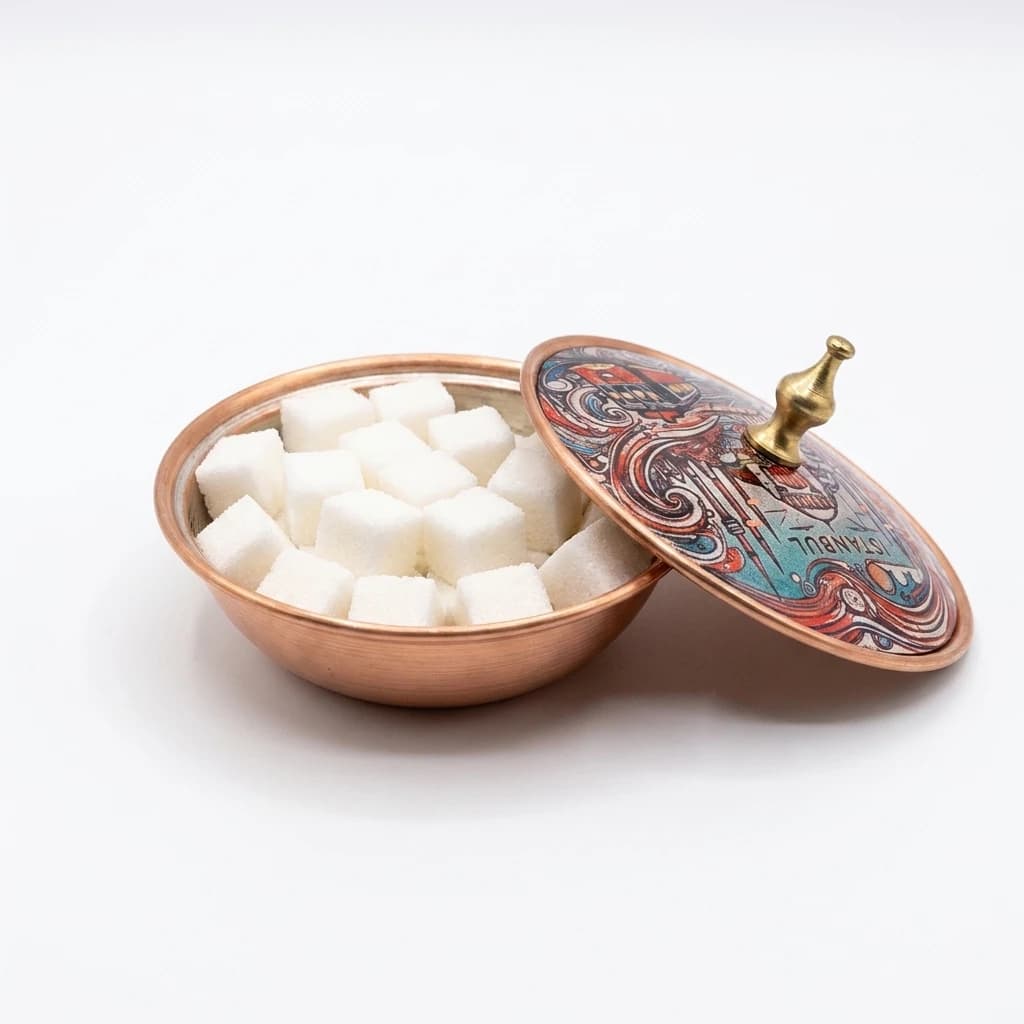 Tekli Bakır Şekerlik Kervansaray Modeli – Küçük 7 CM Çap - 3
