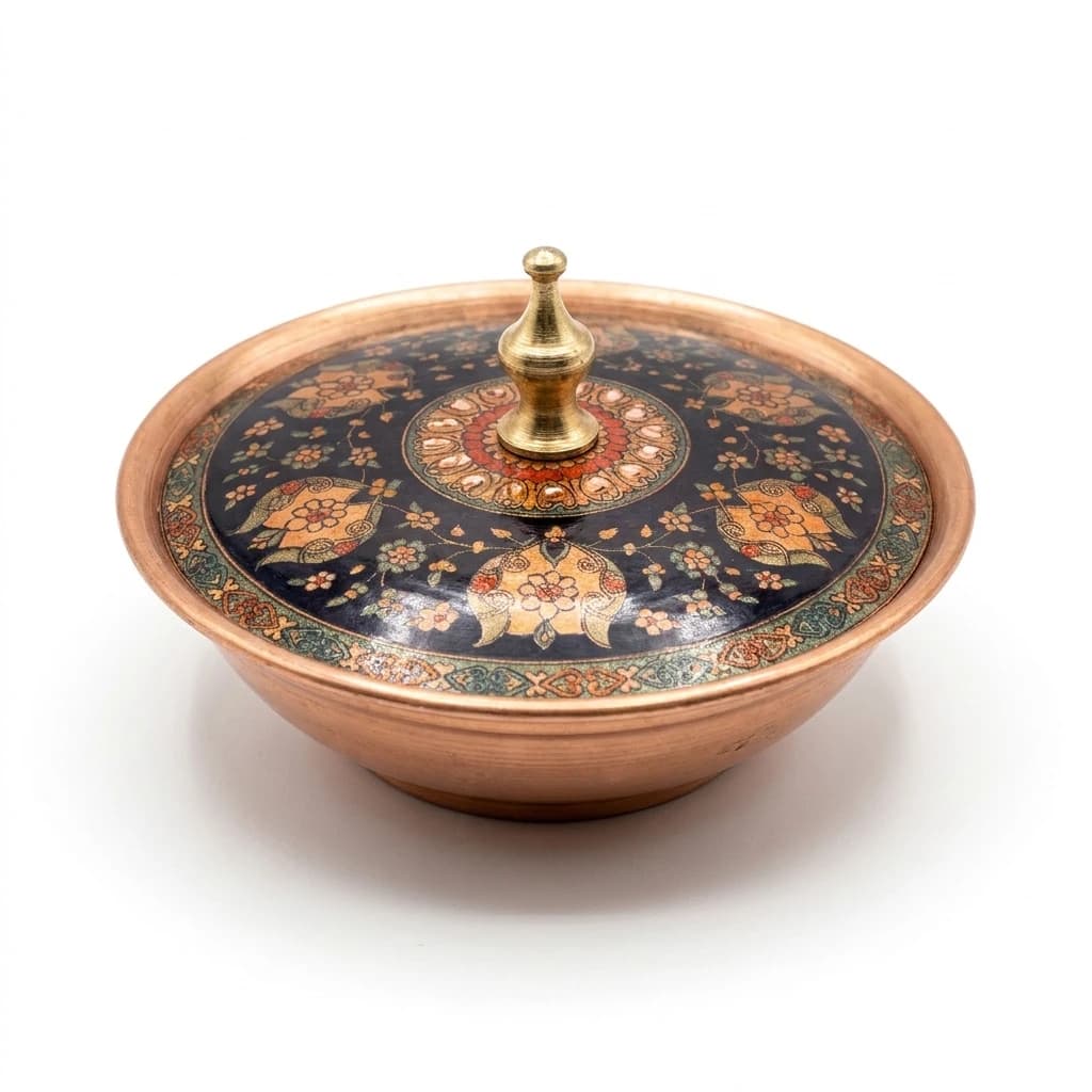 Tekli Bakır Şekerlik Hanedan Modeli – Küçük 7 CM Çap - 3