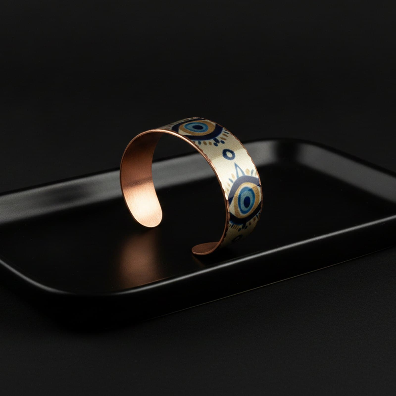 Kalın Bakır Bileklik - Mavi Göz Desen Model 037 - 4