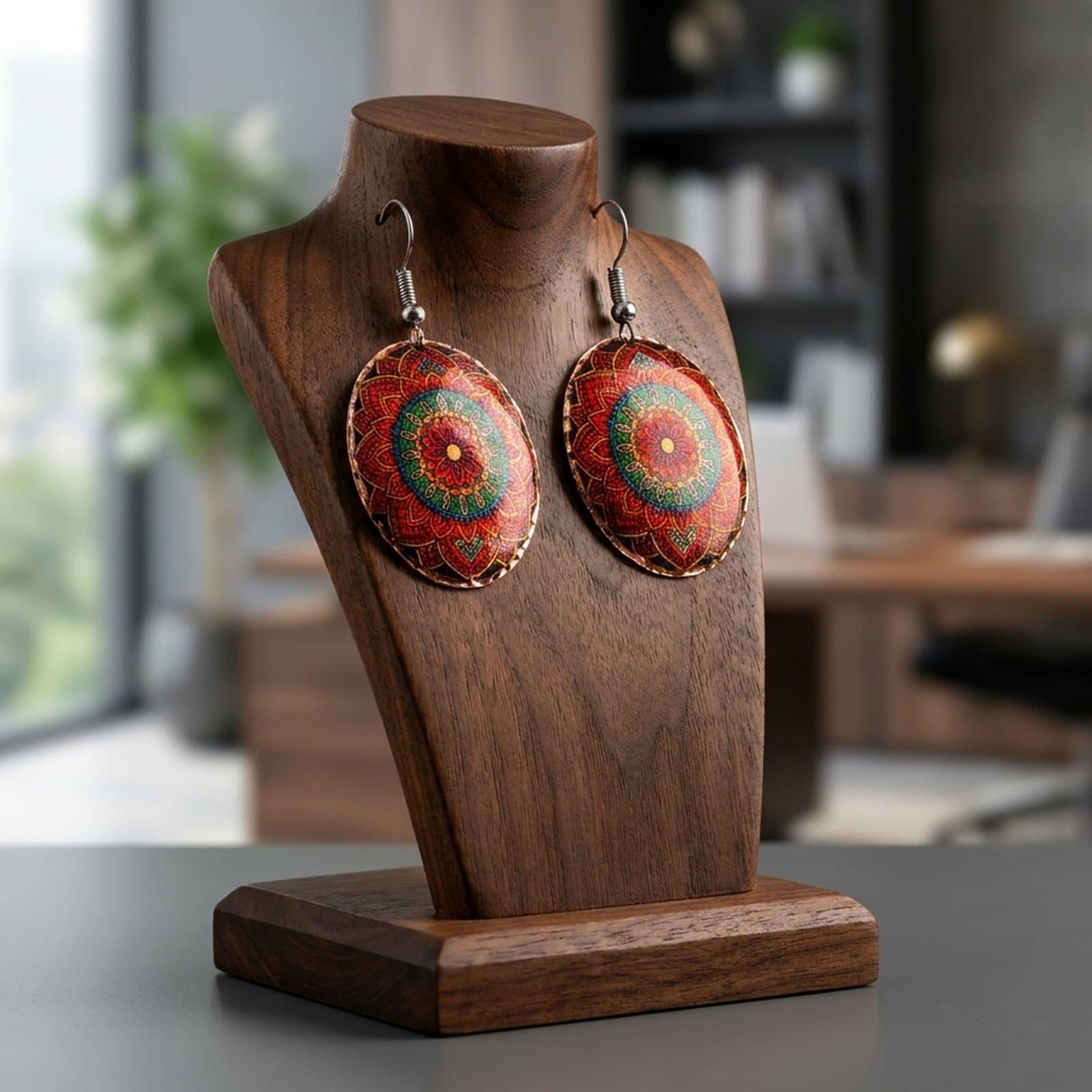 Kırmızı Bakır El İşlemeli Küpe - 4