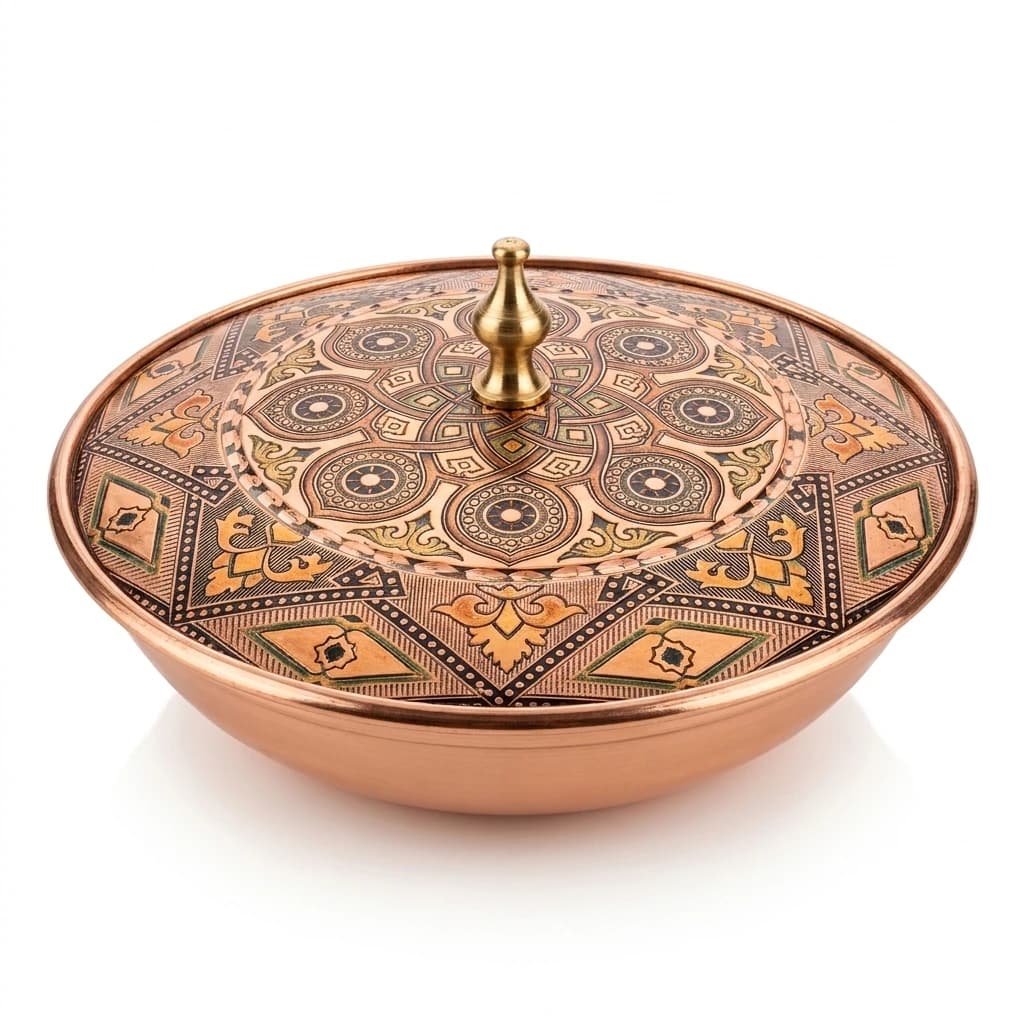 Tekli Bakır Şekerlik Sedef Modeli – Küçük 7 CM Çap - 3