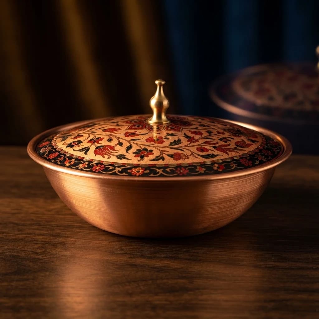 Tekli Bakır Şekerlik Tuğra Modeli – Küçük 7 CM Çap - 4