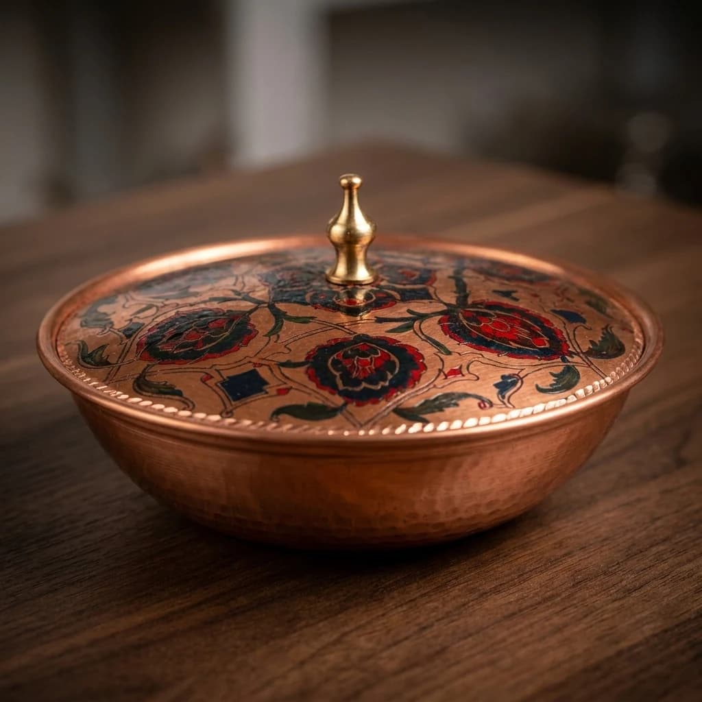 Tekli Bakır Şekerlik Selçuk Modeli – Küçük 7 CM Çap - 2