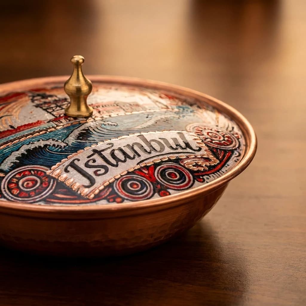 Tekli Bakır Şekerlik Galata Modeli – Küçük 7 CM Çap - 4