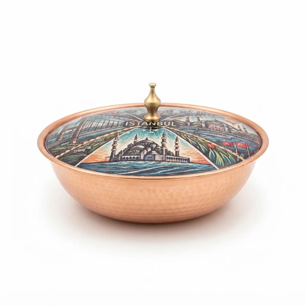 Tekli Bakır Şekerlik Perla Modeli – Küçük 7 CM Çap - 2