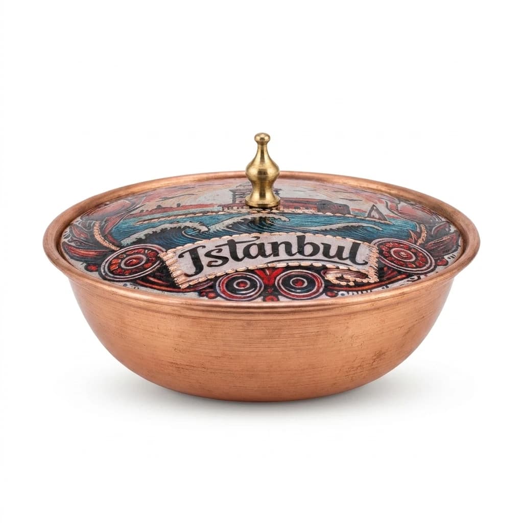 Tekli Bakır Şekerlik Galata Modeli – Küçük 7 CM Çap - 2