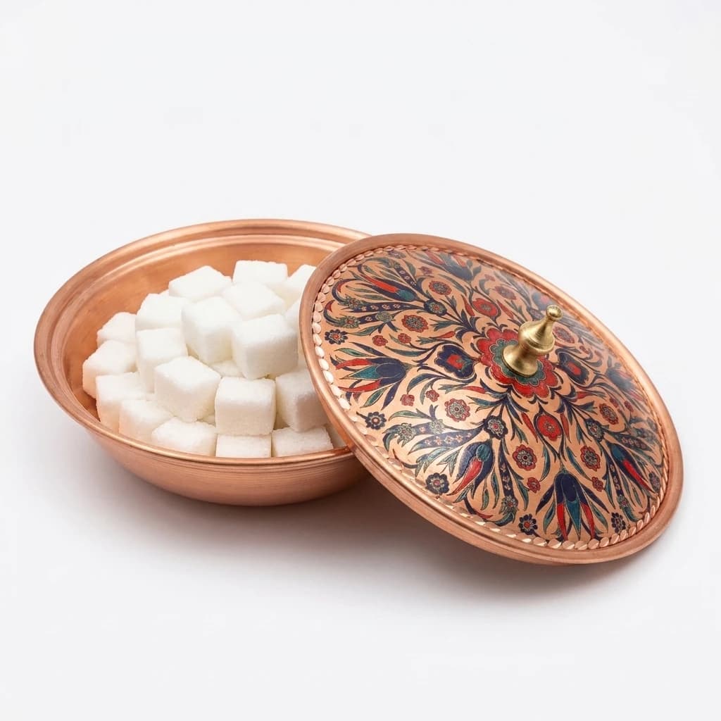 Tekli Bakır Şekerlik Rumi Modeli – Küçük 7 CM Çap - 3