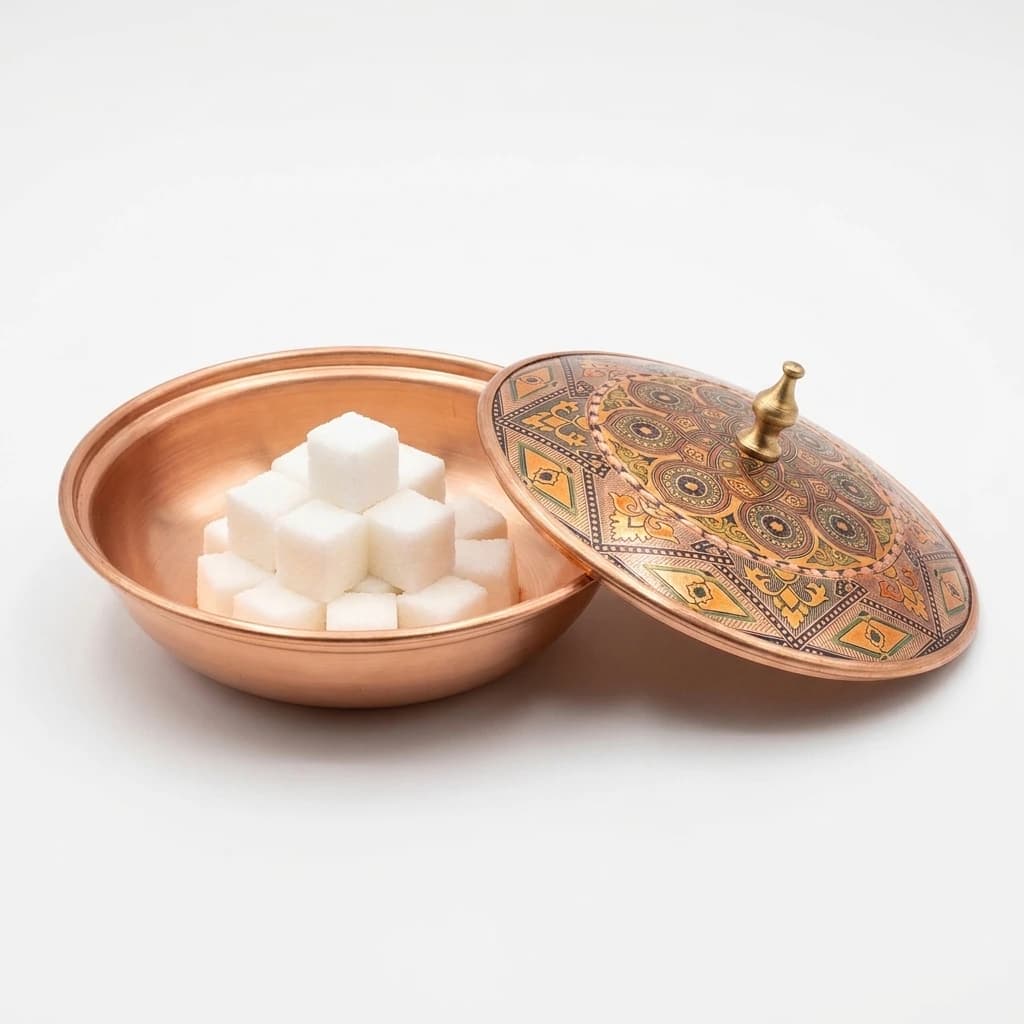 Tekli Bakır Şekerlik Sedef Modeli – Küçük 7 CM Çap - 2