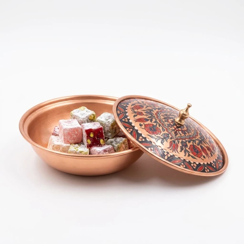 Tekli Bakır Şekerlik Nakkaş Modeli – Büyük 11 CM Çap - 3