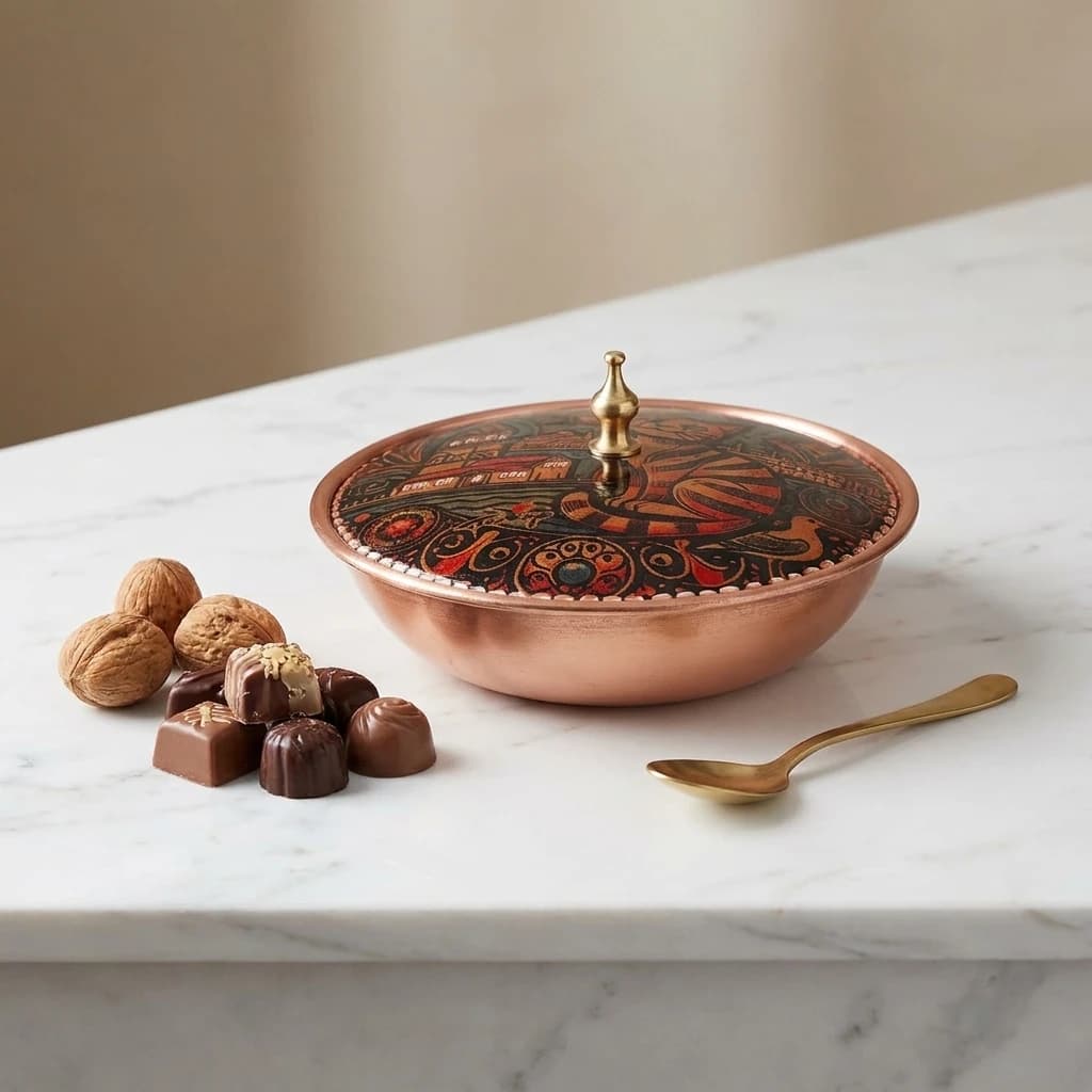 Tekli Bakır Şekerlik Hisar Modeli – Küçük 7 CM Çap - 3