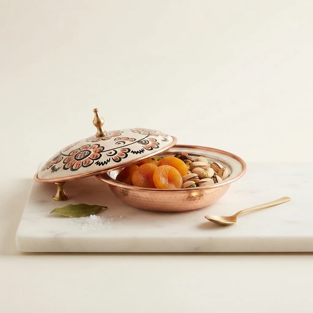 Tekli Bakır Şekerlik Alara Modeli – Küçük 7 CM Çap - 2