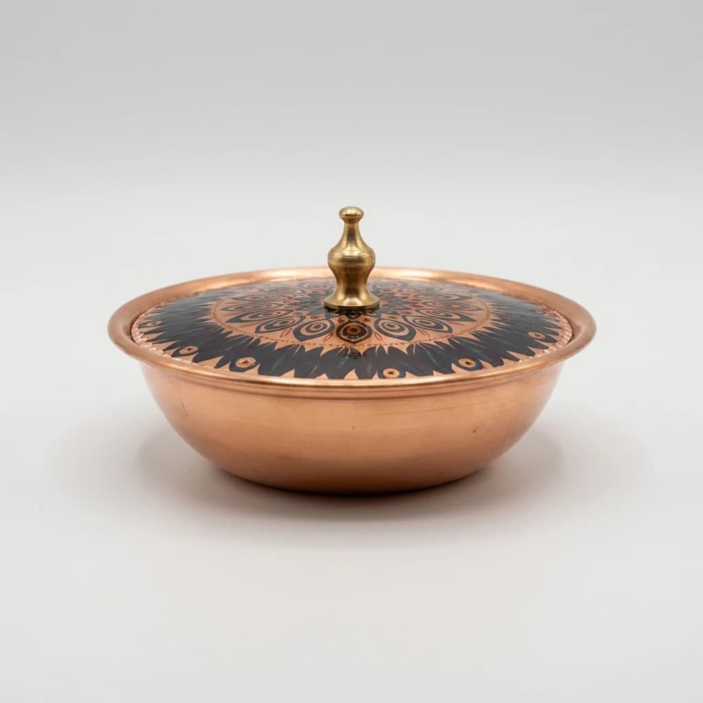 Tekli Bakır Şekerlik Mihrimah Modeli – Küçük 7 CM Çap - 3
