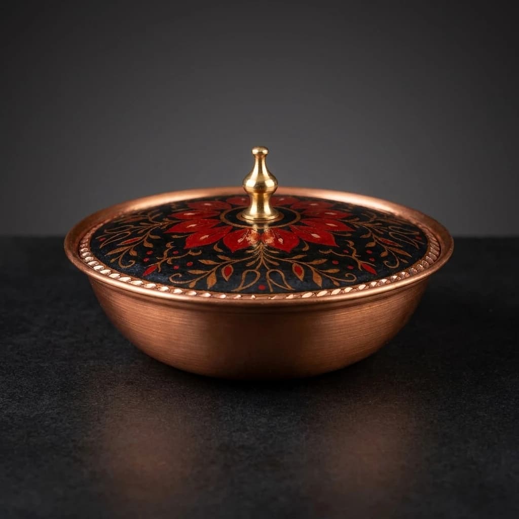 Tekli Bakır Şekerlik İpek Modeli – Küçük 7 CM Çap - 3