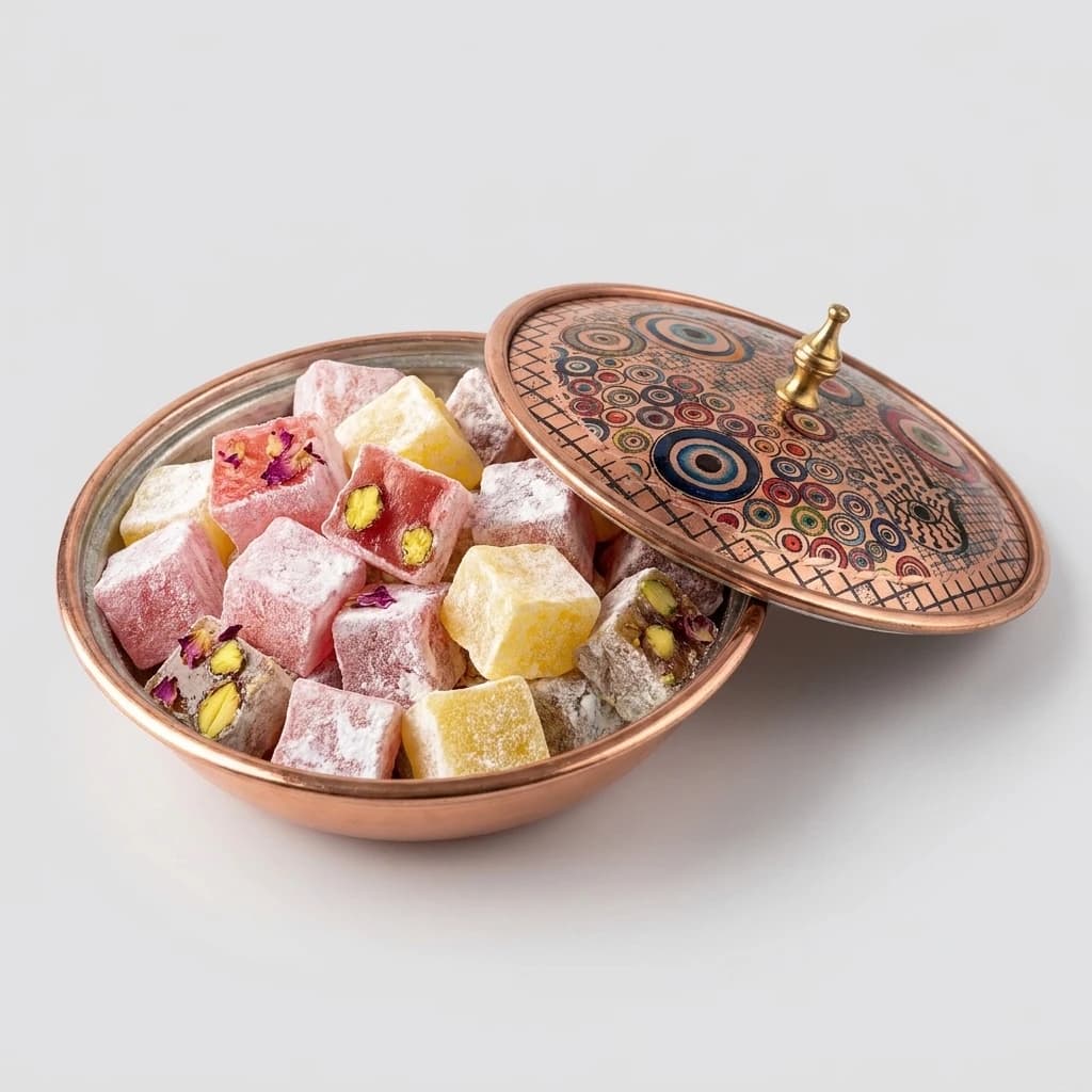Tekli Bakır Şekerlik Safir Modeli – Büyük 11 CM Çap - 4