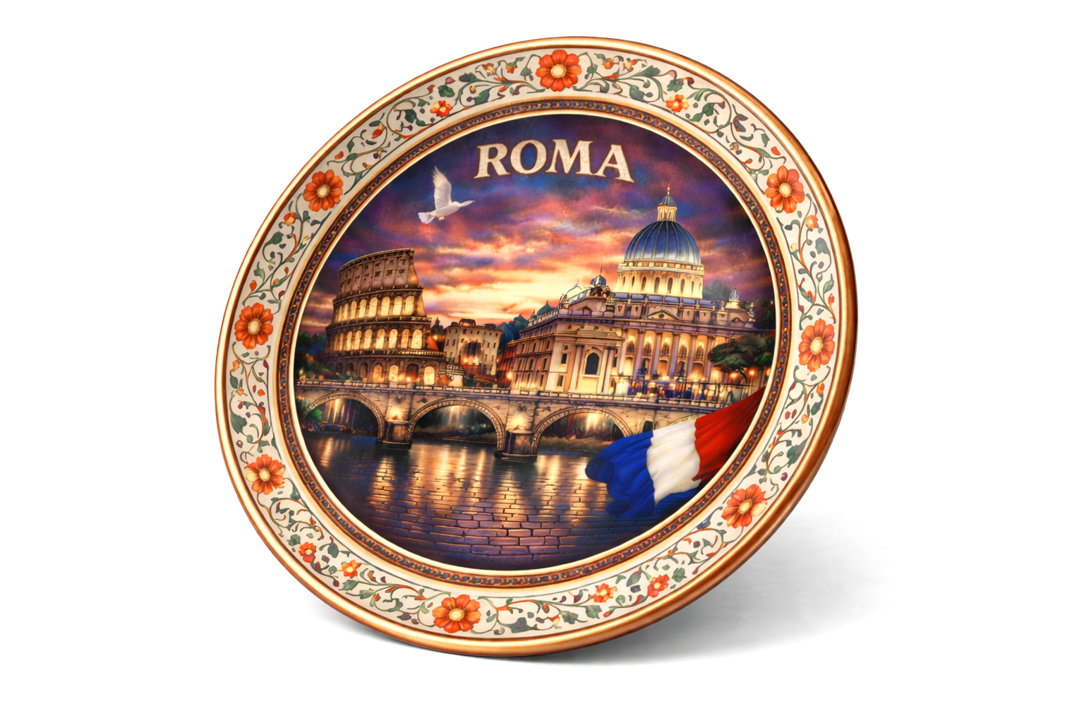 Roma Esintili El Yapımı Bakır Dekoratif Tabak - 2